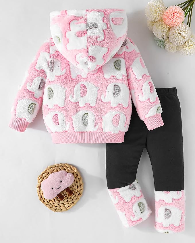 Jecson Toddler Girl Clothes Baby Girl Fleece Hoodie Outfits Thick Thermal - Image 9