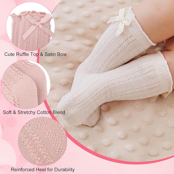 JATEBI Baby Big Bow Headband Knee High Socks Set - Image 5