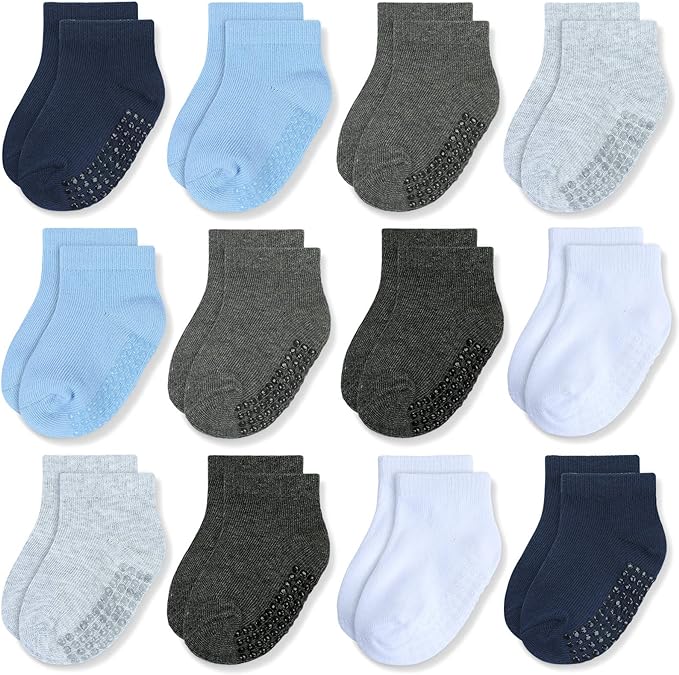 Baby Non-Slip Ankle Socks 12 Pack Soft Cotton by JAKIDAR