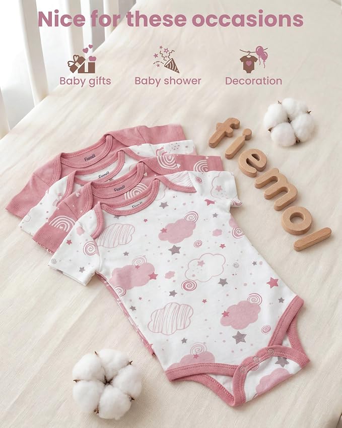 Baby Bodysuits Newborn 100% Cotton, Soft Short Sleeve Toddler Infant Cute Body - Image 7