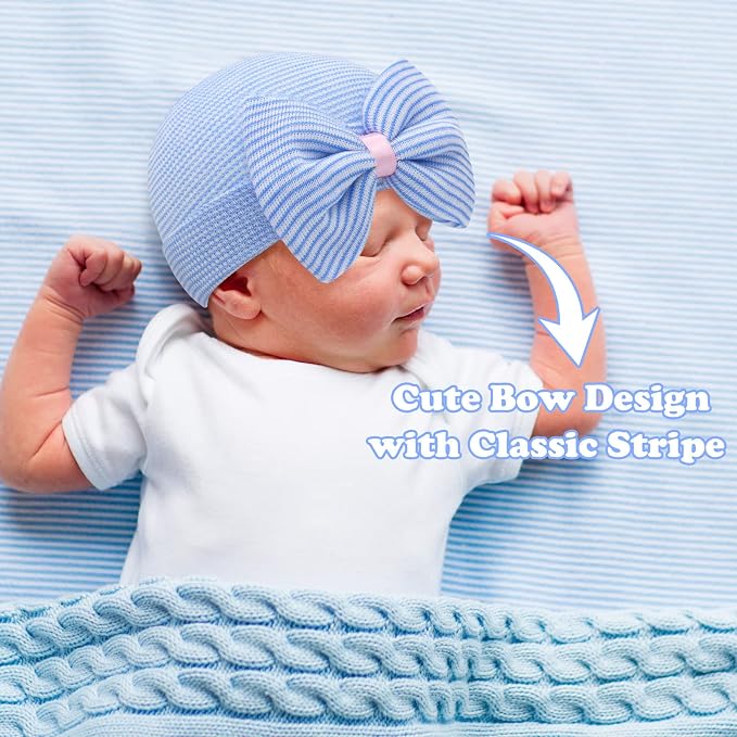Sarfel Newborn Hats for Girls Hospital Hat Baby Girl Bows and Headbands Infant - Image 4