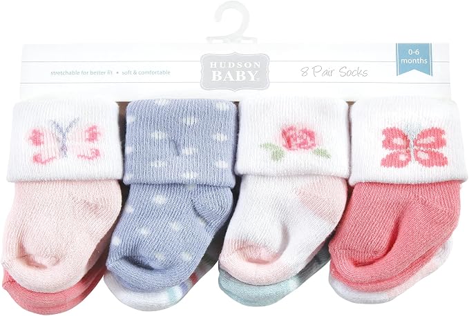 Hudson Baby Baby 8-pack Cotton Rich Newborn and Terry Socks - Image 2
