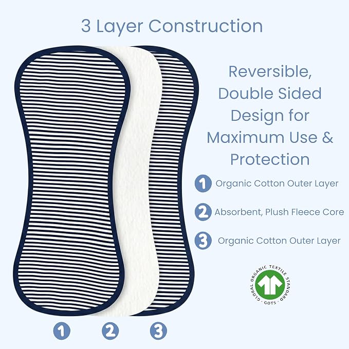 Tom Tom's Kids + Baby Organic Baby Burp Cloths 5 Pack - Image 5