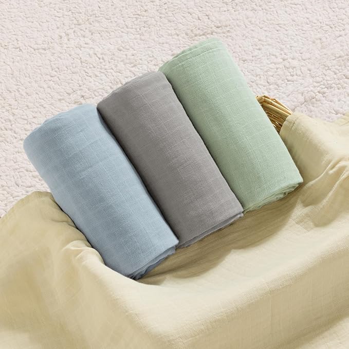 david's kids 4 Pack Baby Muslin Swaddle Blankets 47" x 47", 100% Cotton Swaddle - Image 5