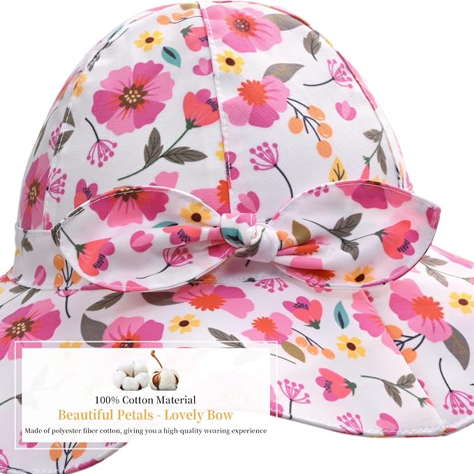 Baby Girl Sun Hat with UPF 50+ Outdoor Adjustable Beach Hat with Wide Brim - Image 6