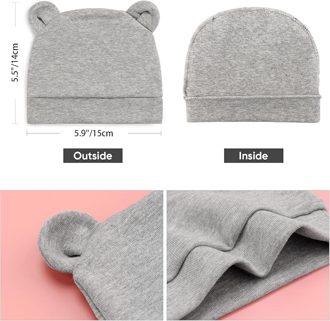 DRESHOW BQUBO 6 Pack Baby Hats for Boys Girls Unisex Preemie Hat Soft Knit Cap - Image 6