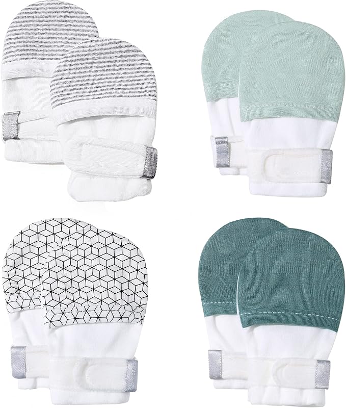 Baby Newborn No Scratch Mittens Stay On, 100% Cotton Adjustable 0-12M | Soft by HAPIU