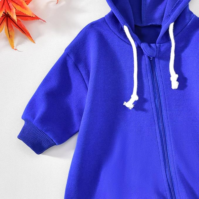 Unutiylo Unisex Baby Boys Girls Long Sleeve Infant Baby Zipper Hooded Jumpsuits - Image 6