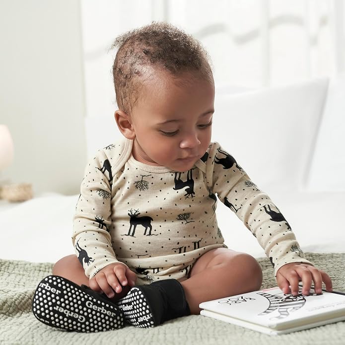 Gerber Baby Fleece Lined Wrap Fasten Non Skid Soft Slipper Booties - Image 5