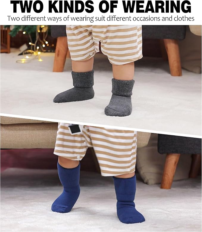 SDBING Baby Boys Girls Grips Socks Infant Toddlers Kids Non Slip Warm Thick - Image 3