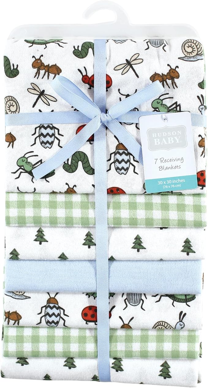 Little Treasure Hudson Baby Cotton Poly Flannel Receiving Blankets Multipack - Image 2