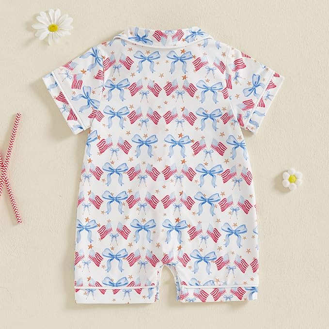 Balaflyie Newborn Summer Pajamas Baby Boy Girl Button Down Romper Cute Infant - Image 2