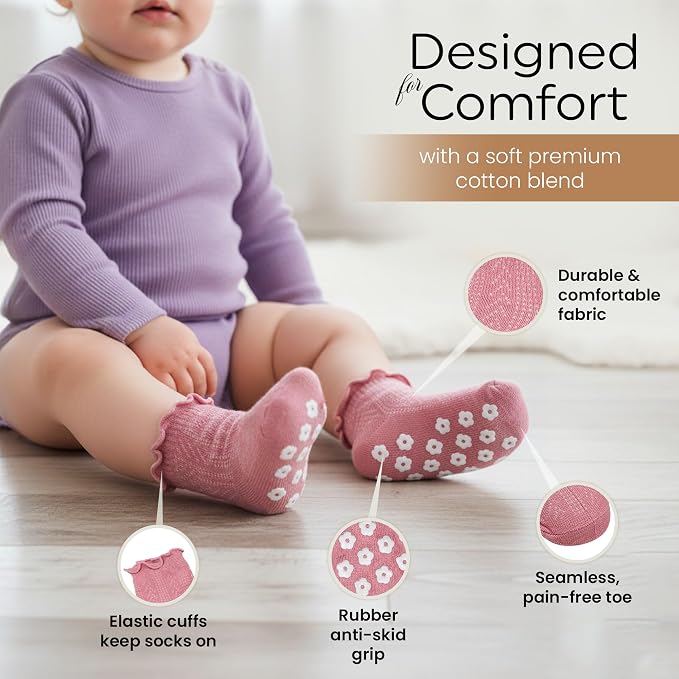 Organic Cotton Blend Ruffle Toddler Socks 6M-12M-2t-3t-4t-5t Gift - Image 2