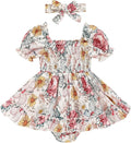 GRNSHTS Baby Girl Romper Dress, Puff Sleeve Smocked Outfit by GRNSHTS