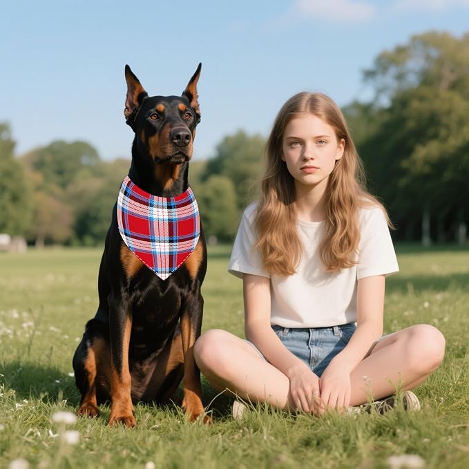 7 PCS Plaid Dog Bandanas for Large Dogs Breed Sewing Hemming Dog Bandana Print - Image 5