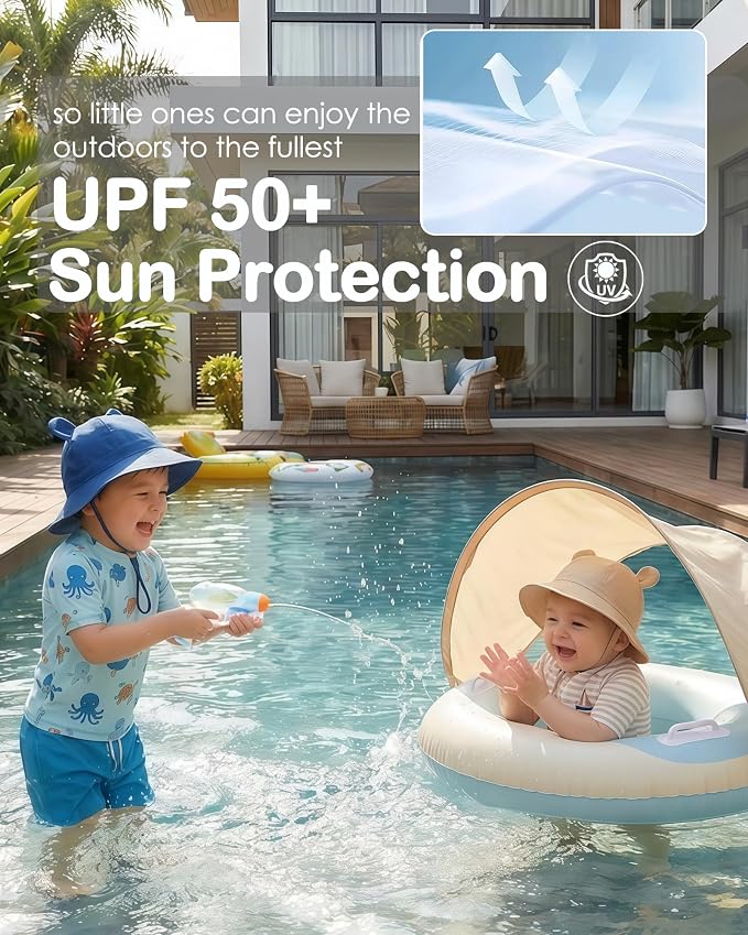 Toddler Baby Sun Hat 2Pack UPF 50+ Kids Infants Adjustable Bucket Hat - Image 4