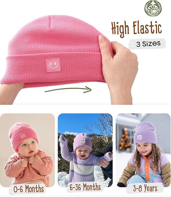 FURTALK Baby Beanie 2 Pack Toddler Winter Hat Embroidered Knit Cap Ages 0-8 | - Image 4