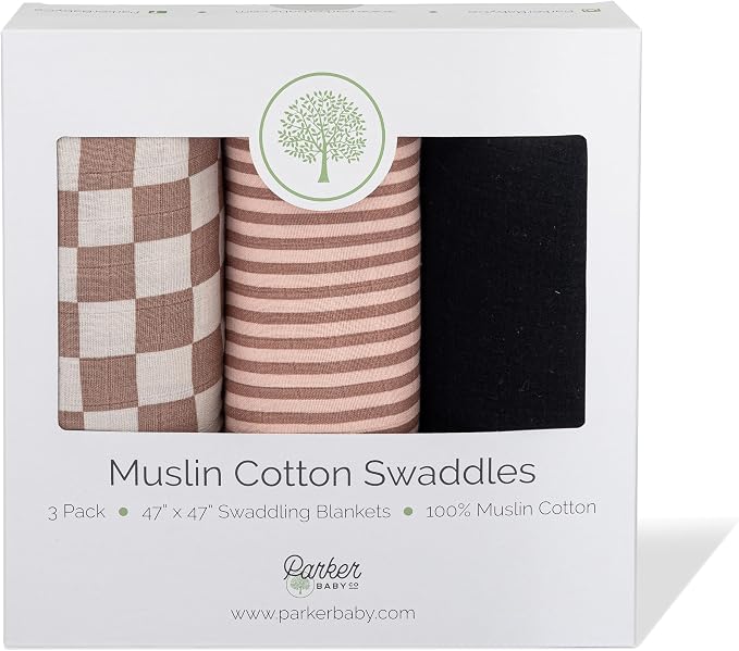 Parker Baby Co. Soft Muslin Baby Swaddle Blankets, 3 Pack - Image 11