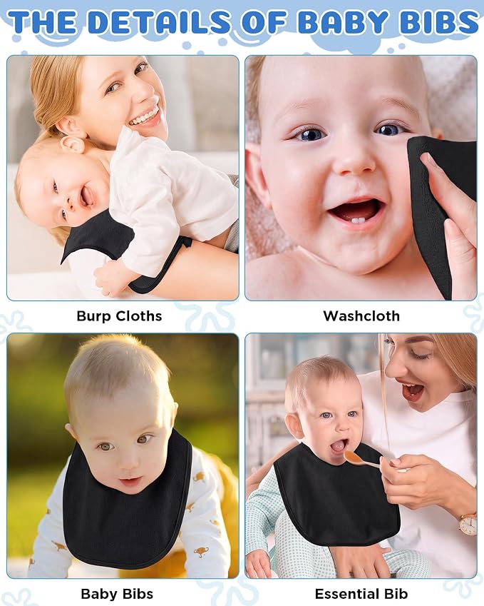 JaGely 30 Pack Baby Muslin Bandana Bibs Multicolor Solid Unisex Waterproof - Image 4