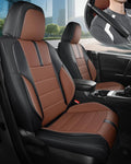 FREESOO Black Brown Car Seat Covers Full Set - Faux Nappa Leather Seat Covers for Cars, with Front Seatbelt Pads, Ultra Waterproof Cushion Protectors Fit for Most 5 Seats Sedans SUV Trucks Pick-ups