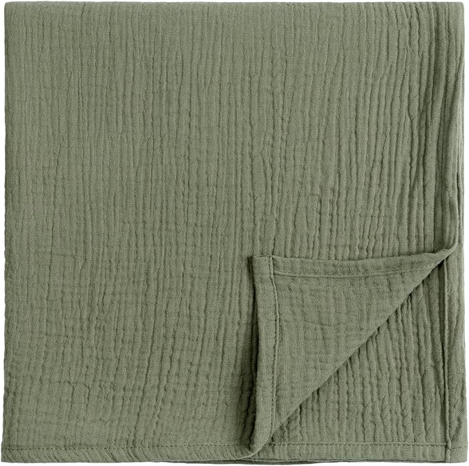 Meracorallo Muslin Swaddle Blanket, 100% Cotton, Olive Green | Soft Breathable by Meracorallo