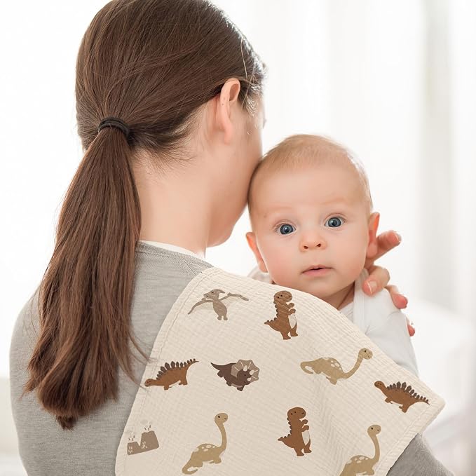 Bearmoss Muslin Burp Cloths, 100% Cotton Baby Burping Clothes, Large Extra Soft - Image 2