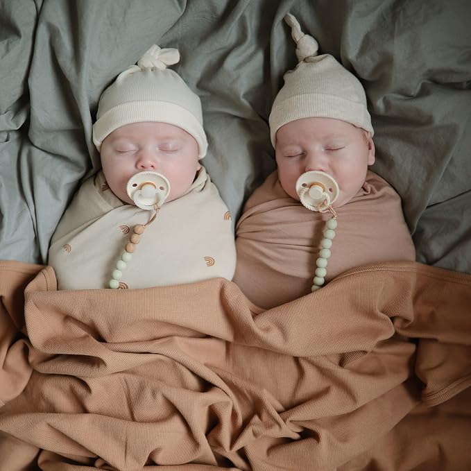 mushie Stretchy Baby Swaddle Blanket | Extra Soft & Snug Fit | 47"x47" - Image 4