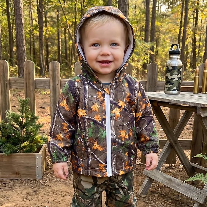 Toddler Baby Boy Windbreaker Jacket Camo Zipper Hooded Rain Coat - Image 4