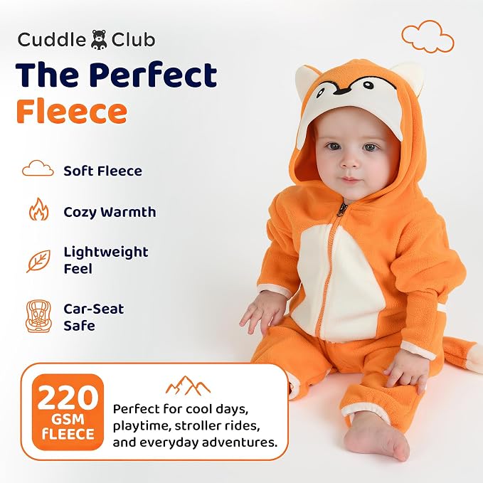 Cuddle Club Fleece Baby Bunting Bodysuit Hoodie, Newborn - Image 4