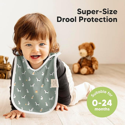 8-Pack Baby Bibs for Boys, Girls - Pullover Bibs for Drooling Teething Baby Girl & Boy Toddler, Newborn, Soft & Absorbent, Cute Colors, Large Torso Coverage Keep Infant Clean & Dry (Pets & Paws)