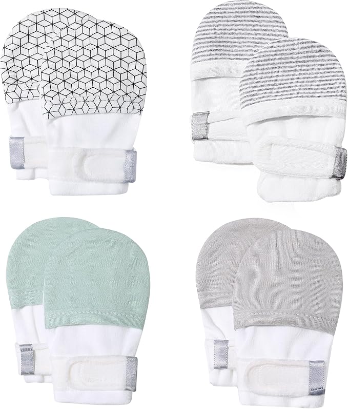 Baby Newborn No Scratch Mittens Stay On, 100% Cotton Adjustable 0-12M | Soft by HAPIU