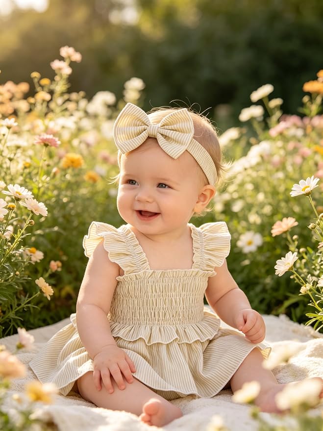YOUNGER TREE Baby Girl Clothes Ruffle Romper Boho Dress Summer Cake Smash - Image 2