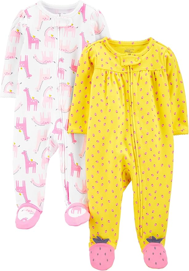 Simple Joys by Carter's Baby Girls' Cotton Footed Sleep and Play by SimpleJoysbyCarters