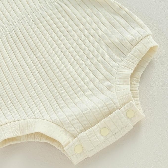 FOCUSNORM Baby Girl Summer Clothes Ribbed Short Sleeve Romper Solid Color - Image 7