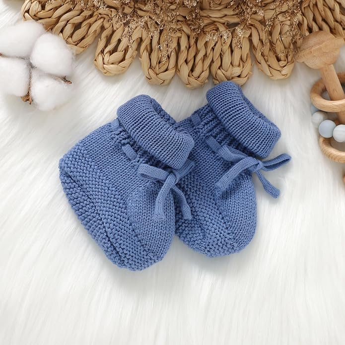 Hadetoto Newborn Baby Booties Cotton Knit Shoes | Soft, First Walkers, - Image 6