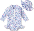 Aalizzwell Baby Girls Long Sleeve One Piece Swimsuit with Hat