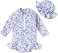 Aalizzwell Baby Girls Long Sleeve One Piece Swimsuit with Hat