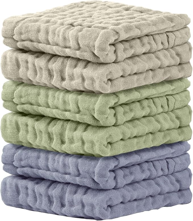 Cuddle Campus Baby Washcloths 6 Packs, Muslin Washcloths Baby, Cotton Burp by CuddleCampus