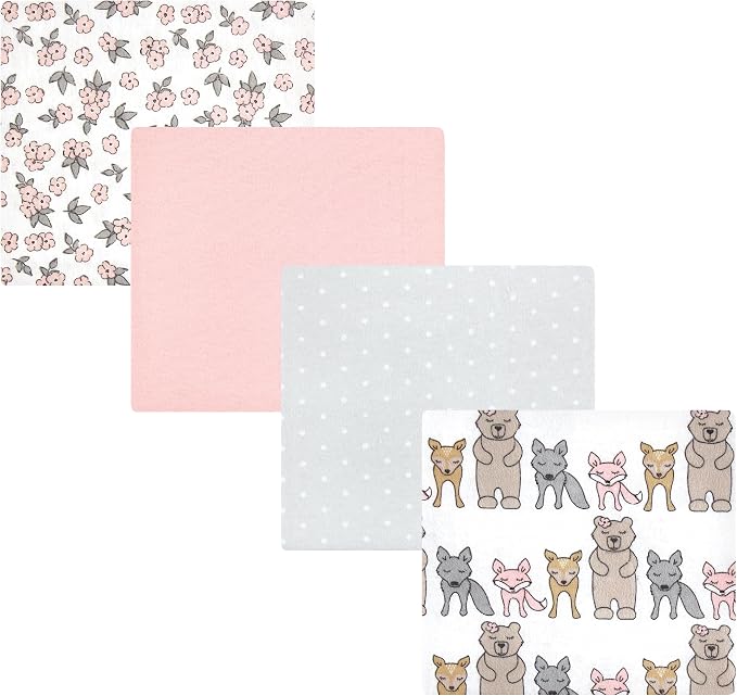 Hudson Baby Unisex Baby Cotton Poly Flannel Receiving Blankets, Wild Forest Pink by HudsonBaby