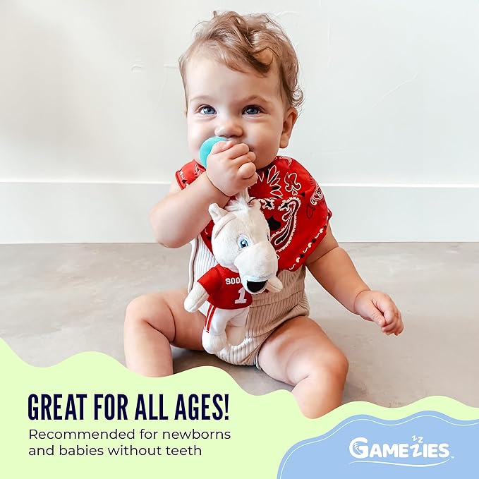 Gamezies Baby Boy and Girl Silicone Longhorn Plush Pacifier with Detachable Western Plush Toy Holder, CPSIA Tested, BPA-Free 0-6 Months