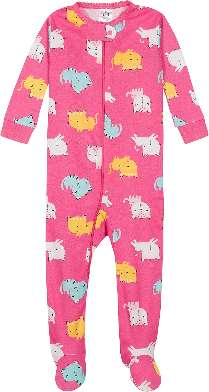 Gerber Baby Girls 4-pack Footed Pajamas - Image 2