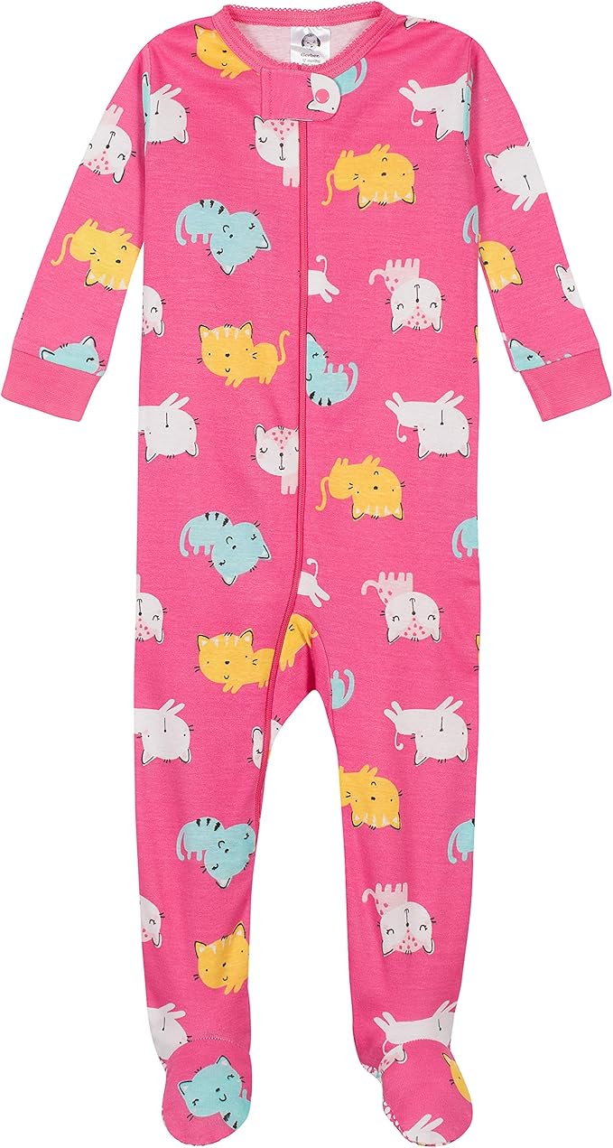 Gerber Baby Girls 4-pack Footed Pajamas - Image 2