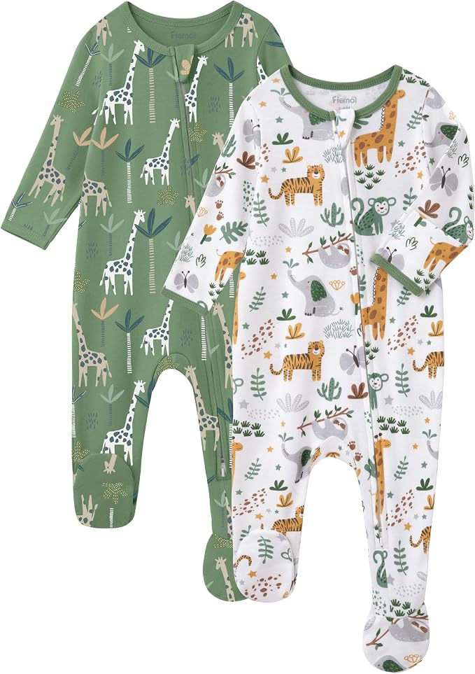 Baby Sleepers 100% Cotton Footie Pajamas, Newborn 0-3 3-6 6-9 Months by FIEMOL