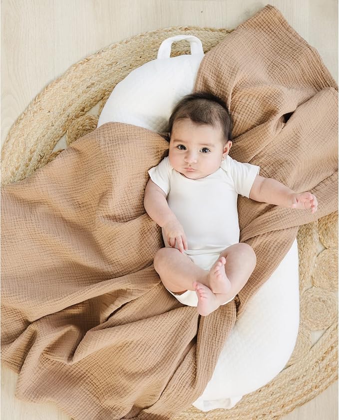 Konssy 3-Pack Muslin Baby Swaddle Blankets, 47 x 47 in Receiving Blankets | - Image 3