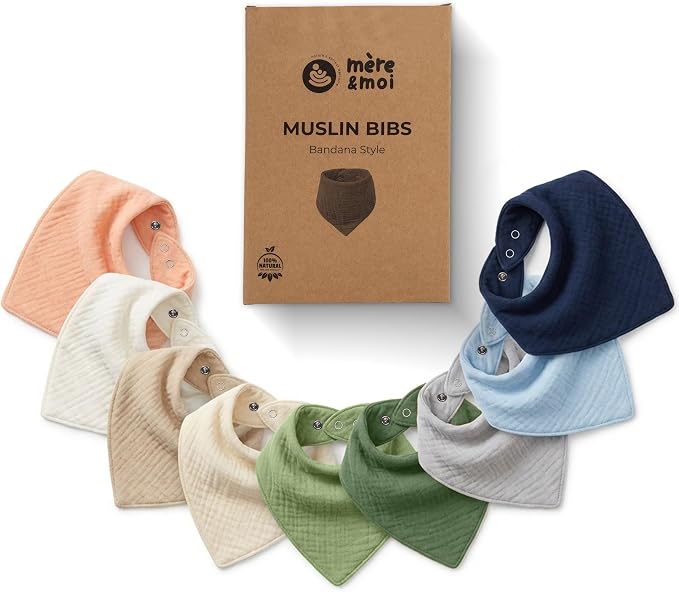 Mère & Moi Muslin Baby Bandana Bibs – 100% Cotton, Soft & Absorbent Drool & - Image 2