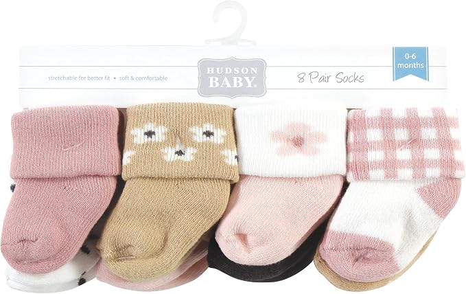 Hudson Baby Baby 8-pack Cotton Rich Newborn and Terry Socks - Image 2