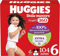 Huggies Size 6 Baby Diapers, Little Movers HuggFit 360° Baby Diapers with 360° Waistband, Size 6 (35+ lbs), 104 Count (2 Packs of 52), Packaging May Vary