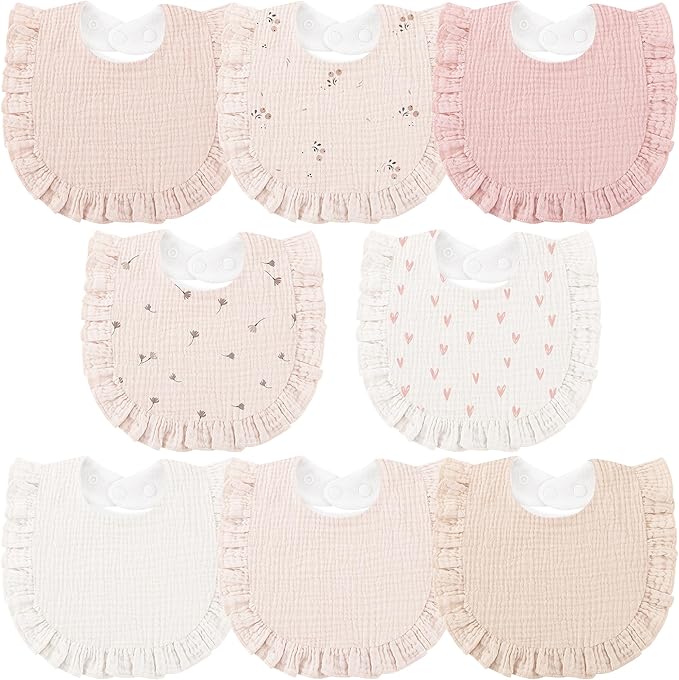 Bearmoss 8 Pack Muslin Baby Bibs by Bearmoss
