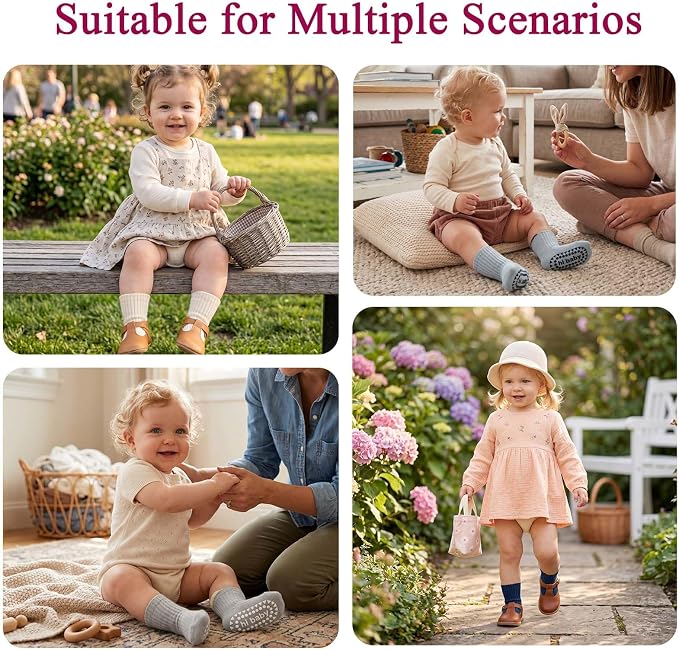 8 Pairs Baby Toddler Socks Non-Slip Grip Socks - Image 2
