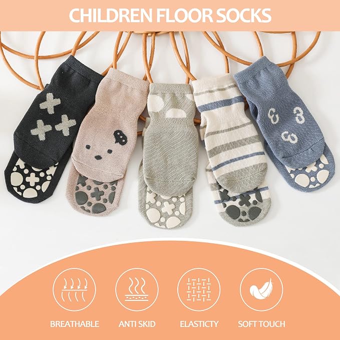 TRUEHAN 5 Pairs Toddler Non Slip Socks - Image 4
